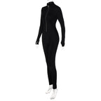 Fitness-Outfit Damen, lässig, sportlich, Workout-Reißverschluss-Jumpsuit, Damen-Overall, langärmelig, eng anliegend, Aktivitätskleidung, Oberteile