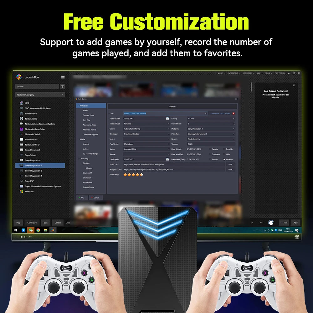 JMachen Hyper Base Lbox Retro-Spielekonsole für PS4/PS3/Switch/PS2/Wii/WiiU/PS1 Launchbox 2TB Gaming-HDD mit über 4200 PC-/3D-Spielen