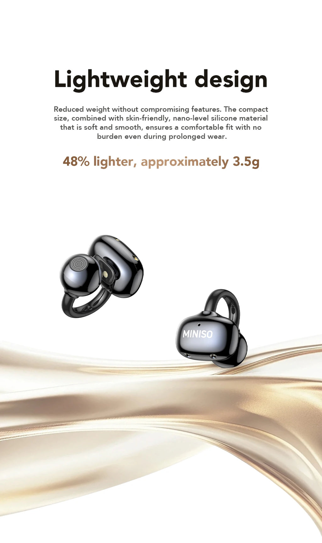 MINISO MS503 Kabellose Bluetooth-Kopfhörer KI-Übersetzungs-Ohrhörer Outdoor-Sport-Kopfhörer Klarer Klang Kopfhörer Weich Bequem
