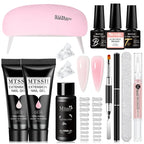 24-teiliges Set 20ml Poly Nail Extension Gel Kit Mini-UV-Lampe Versiegelung mit Basislack Überlack Professionelles Poly-UV-Nagelgel-Kit Starter-Kit
