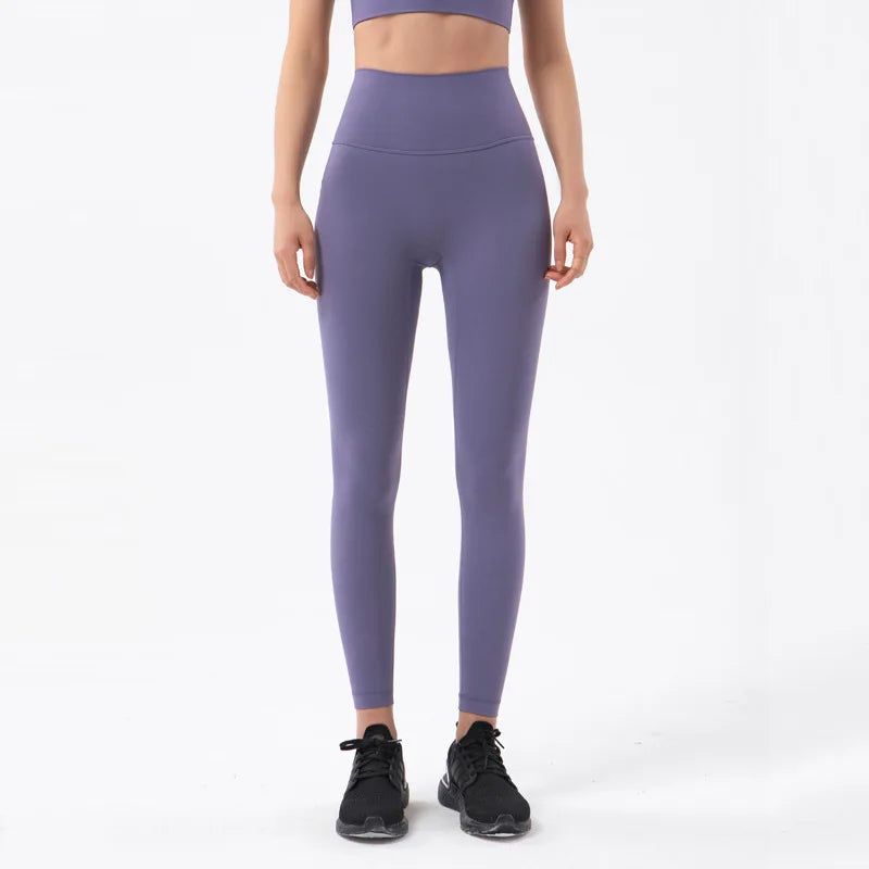 SOISOU Nylon Yogahosen Gym Leggings Damen Mädchen Fitness Weiche Strumpfhosen Hohe Taille Elastisch Atmungsaktiv Keine T-Linie Sporthosen