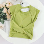 Damen Slim Fit Sport-Tanktop mit offenem Rücken, integrierten BH-Schalen, atmungsaktiv, für Pilates und Yoga