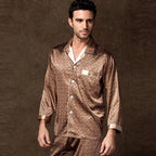 Hochwertiges Pyjama-Set Herren Frühling Herbst Dünn Polyester Eisseide Langarm Schlafanzug Übergröße Sommer Hauskleidung Männlich