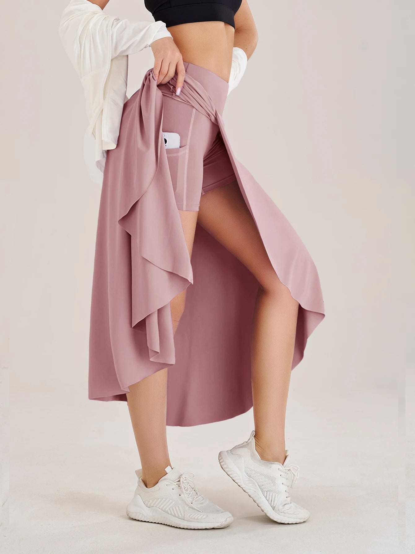 Sommer Damen Golf Tennis Tanz Fitness Lange Röcke Schnell Trocknend Einfarbige Damen Unterfütterung Hohe Taille Lange Röcke Shorts
