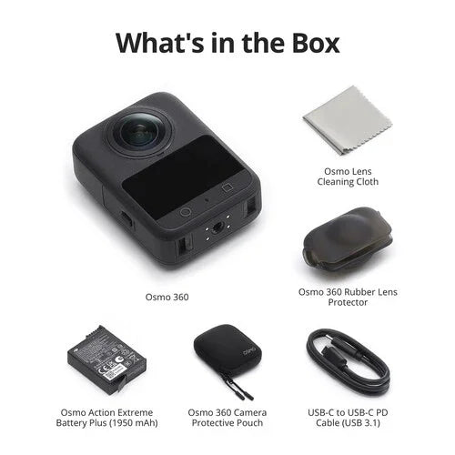 DJI Osmo 360 Kamera, Wasserdichte 8K 360°-Action-Kamera 1-Zoll 360°-Bildgebung, native 8K 360°-Videos, 105 GB, 360°-Action-Kamera