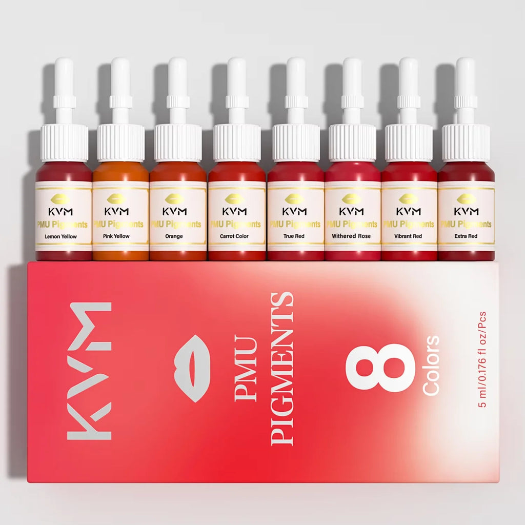 KVM 8 Farben 5ML Lippen-Tattoo-Tinte Microblading-Tinten Semi Permanent Make-up Pigment Tattoo-Tinte Body Art Lippenfarbe Tattoo Zubehör