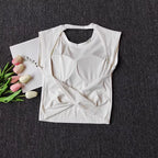 Damen Slim Fit Sport-Tanktop mit offenem Rücken, integrierten BH-Schalen, atmungsaktiv, für Pilates und Yoga