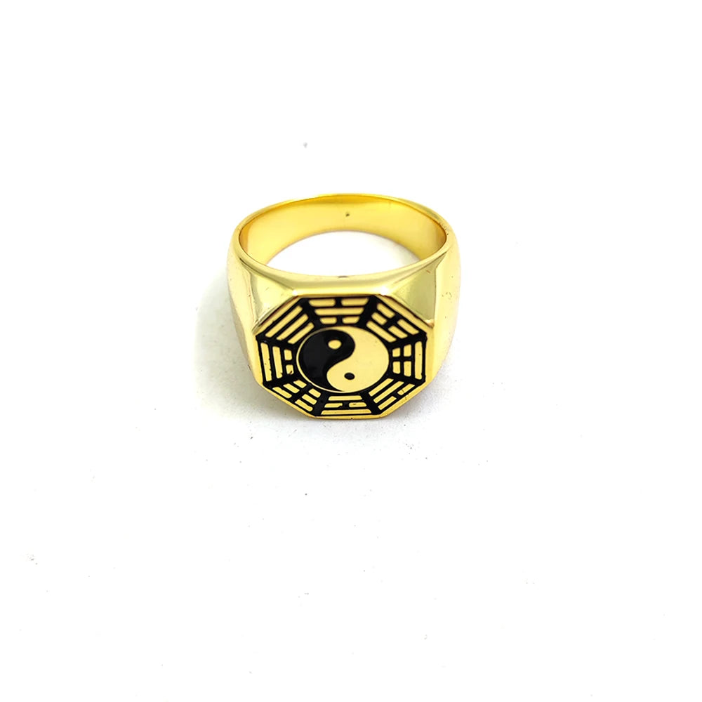 Personalisierter gravierter 17 mm runder Siegelring, gravierte Buchstaben, Logo-Ringe, modischer Kupfer-Schmuck für Herren