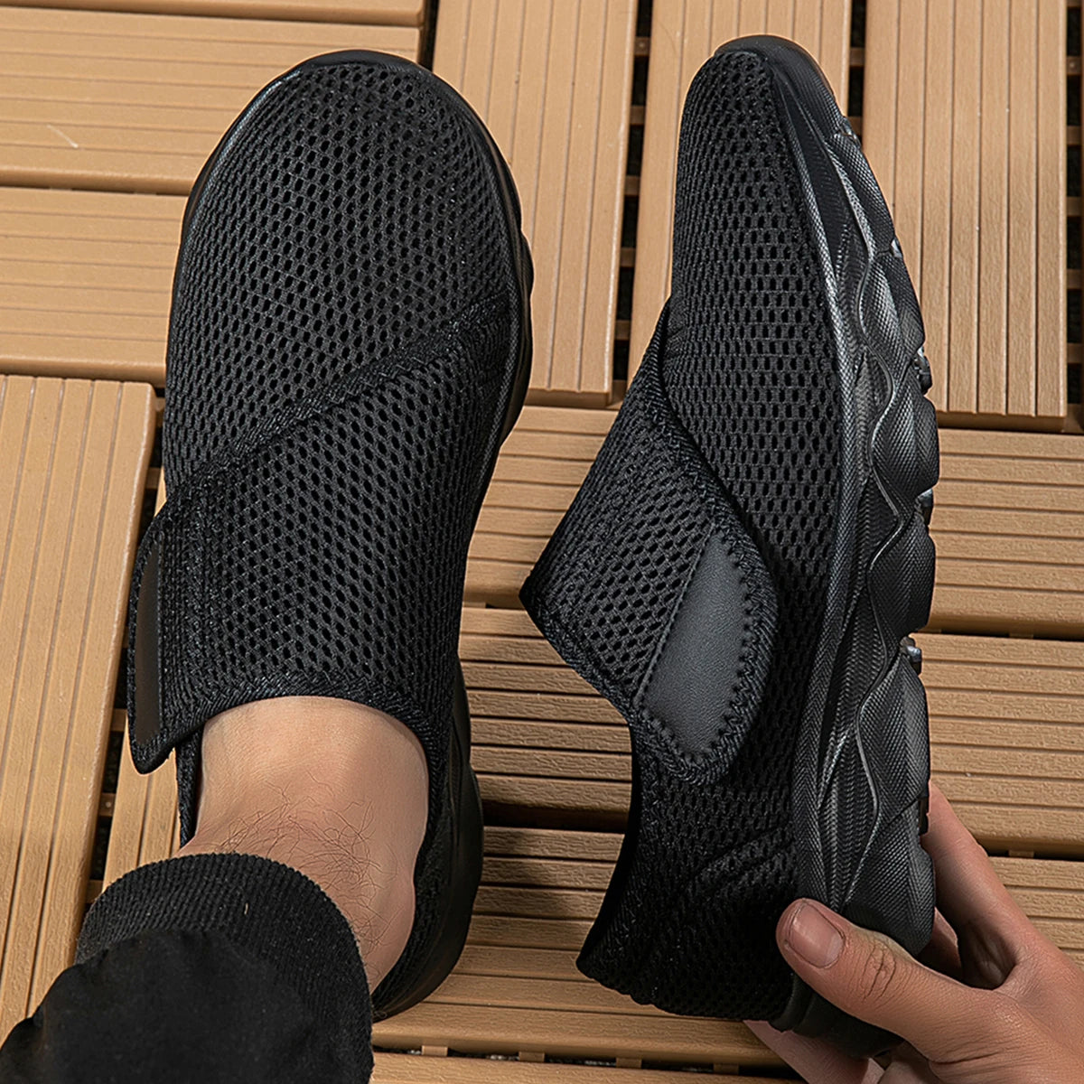 Neue lässige orthopädische Schuhe für weite Füße, geschwollene Füße, Daumenballen, regulierbare weiche bequeme Diabetiker-Gehschuhe Zweitbild