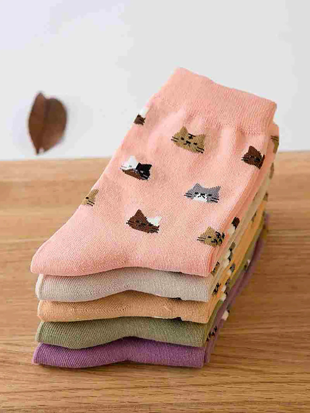 5 Paar Socken mit Katzenmuster, süße & bequeme Allround-Mid-Tube-Socken, Damenstrümpfe & Strumpfwaren
