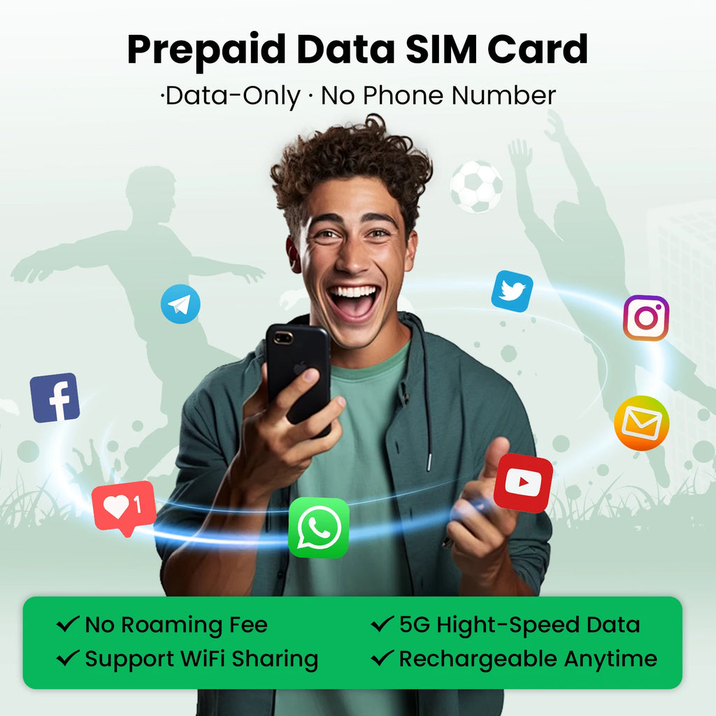 Fußballfans Reise-SIM-Karte USA Kanada Mexiko Europa Globale Daten Prepaid-SIM für Telefon Router Hotspot für internationale Reisen