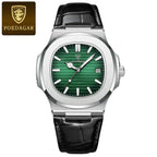 POEDAGAR Top Luxus Quadratische Herrenuhr Datum Wasserdicht Leuchtend Herren Armbanduhr Hochwertige Leder Herren Quarzuhren+Box Reloj