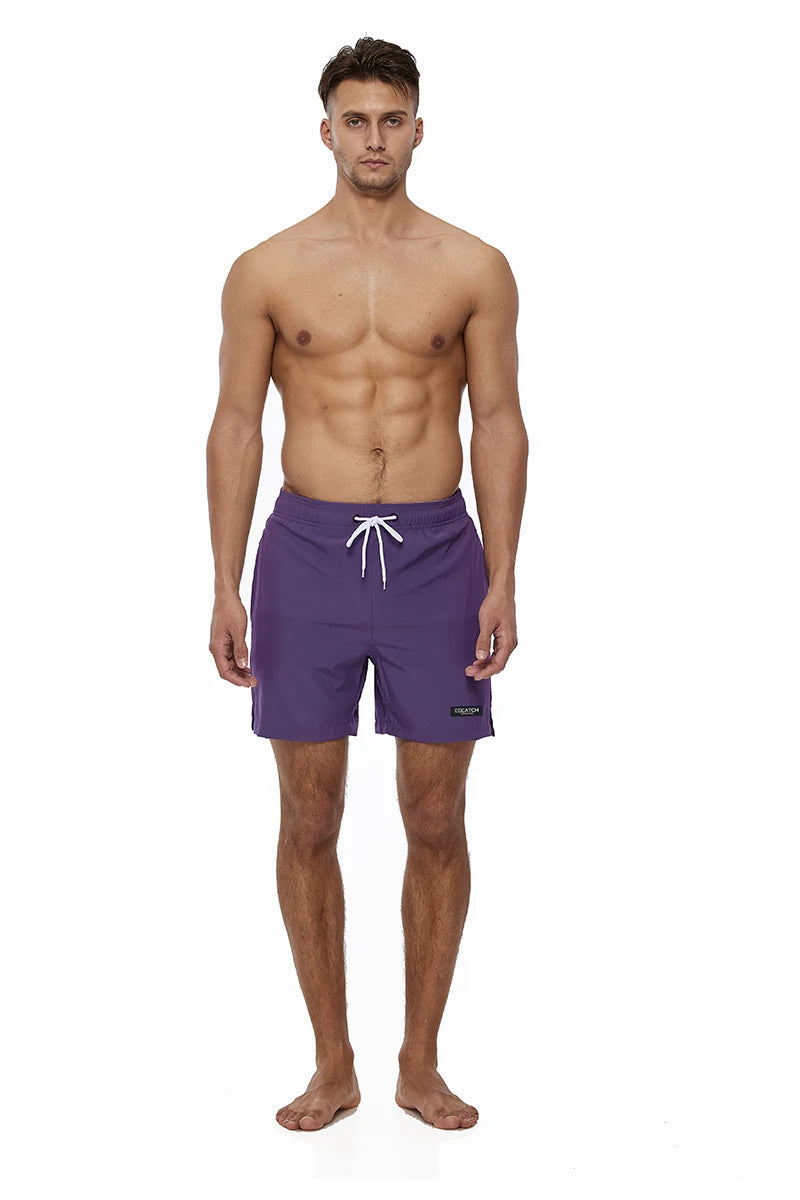 Escatch 2026 Sommer Herren-Badebekleidung Einfarbig Multicolor Polyester-Netzfutter Seitliche Reißverschlusstasche Maillot De Bain Homme Sportshorts