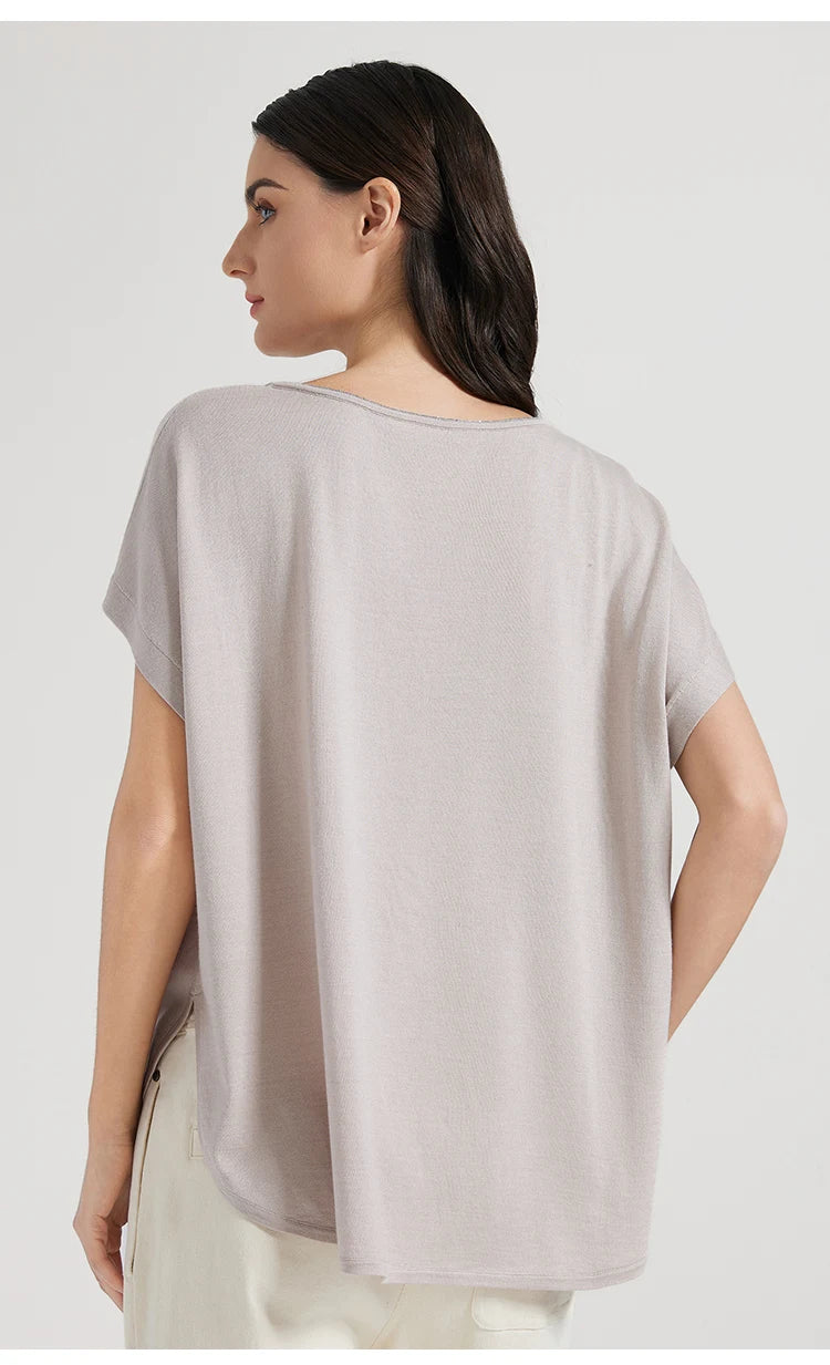BC1095 Luxuriöse Damenbekleidung Seide Wolle Damen Kleidung lockere Merinowolle Weste Pullover für Damen