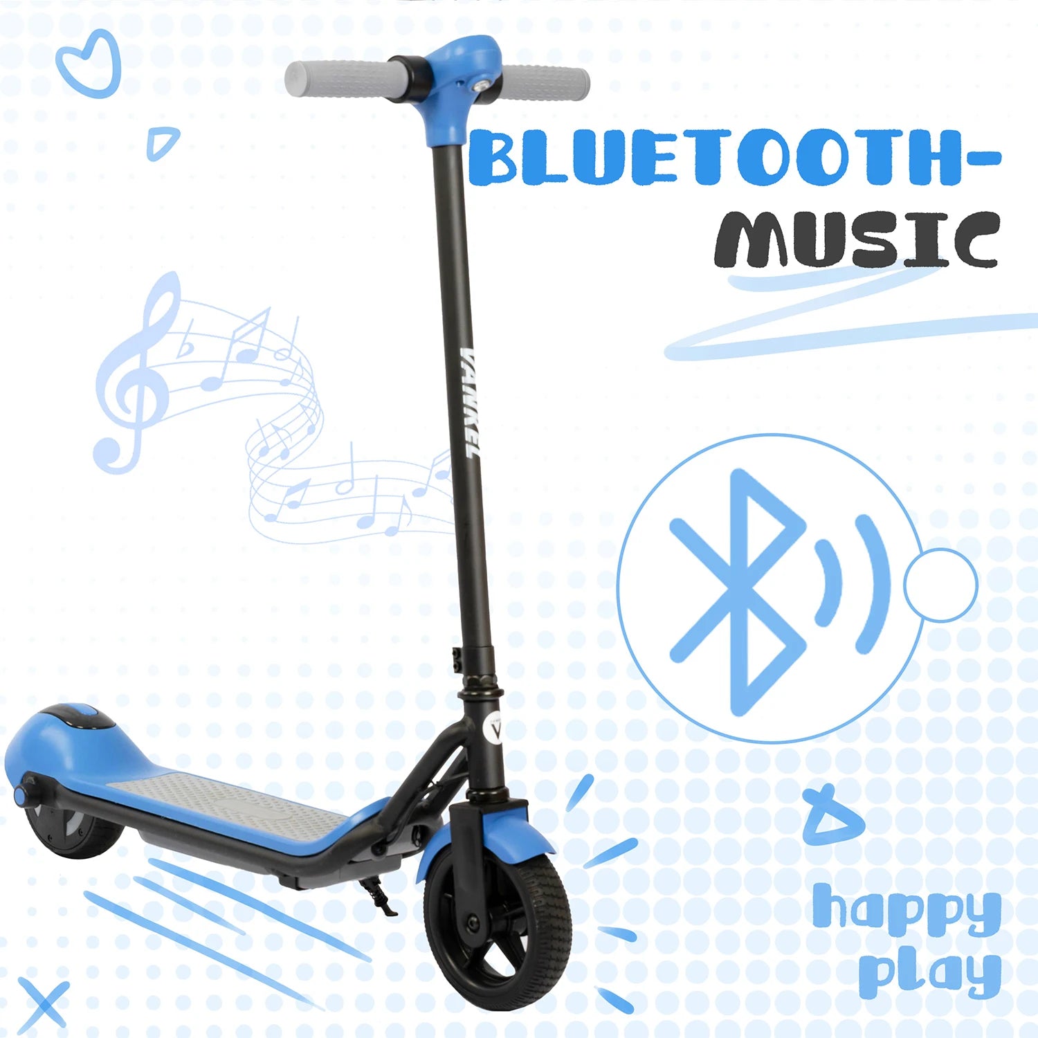 Vankel 6.5-inch Kids Electric Scooter for Boy & Girls with Bluetooth Rainbow Lights 8-10km Range LCD Display Children Scooter