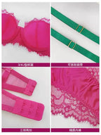 Sexy Spitzen-BH- und Höschen-Set, Minimizer, Anti-Sagging, vollflächig bedeckend, verstellbarer Bügel, große Bruststütze, dünne Seitenstütze, kein Überlaufen