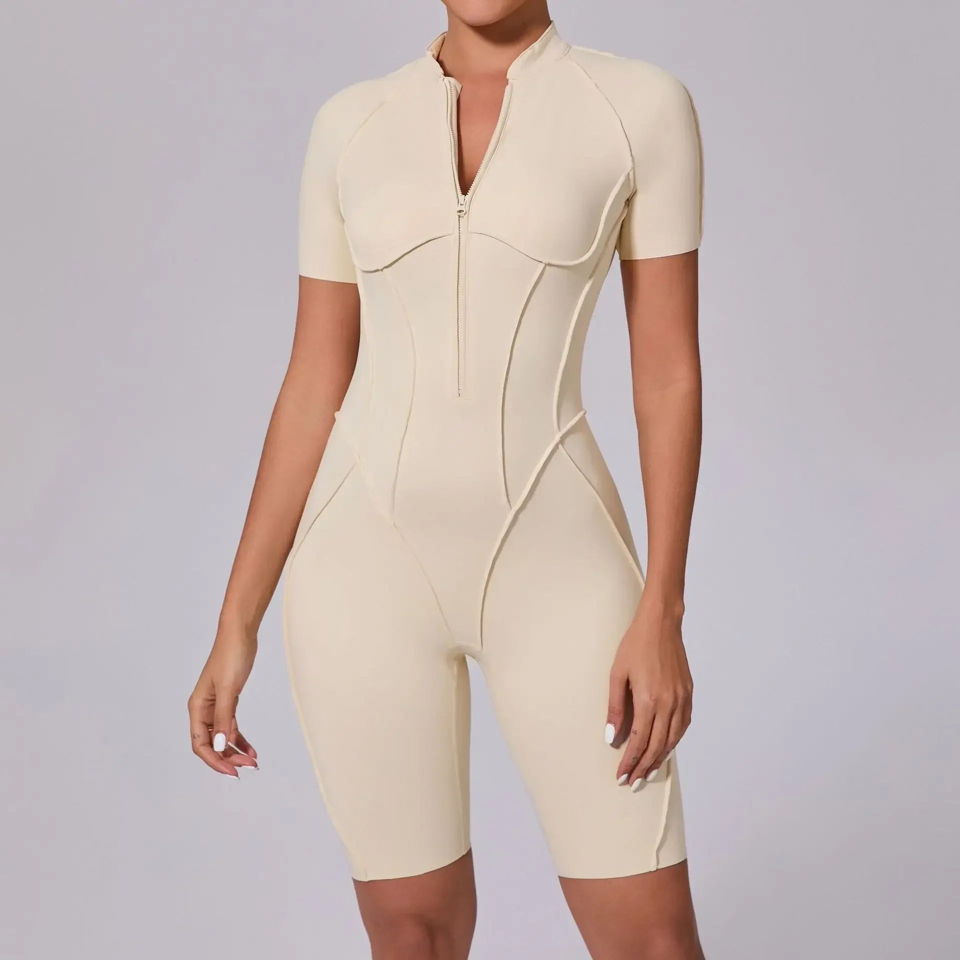 Damen-Trainingsanzug Fitness-Workout Sportkleidung Outfit Reißverschluss-Jumpsuit Yoga Fitness Overall Set Offene Rücken Bodysuits Anzug für Damen