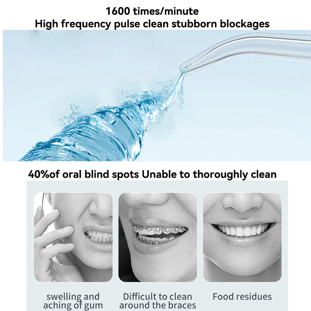 Munddusche 3 Reinigungsmodi Tragbar Wiederaufladbar Wasserdicht IP65 Dental Water Flosser Zahnaufhellungs-Düsenflosser 200 ml