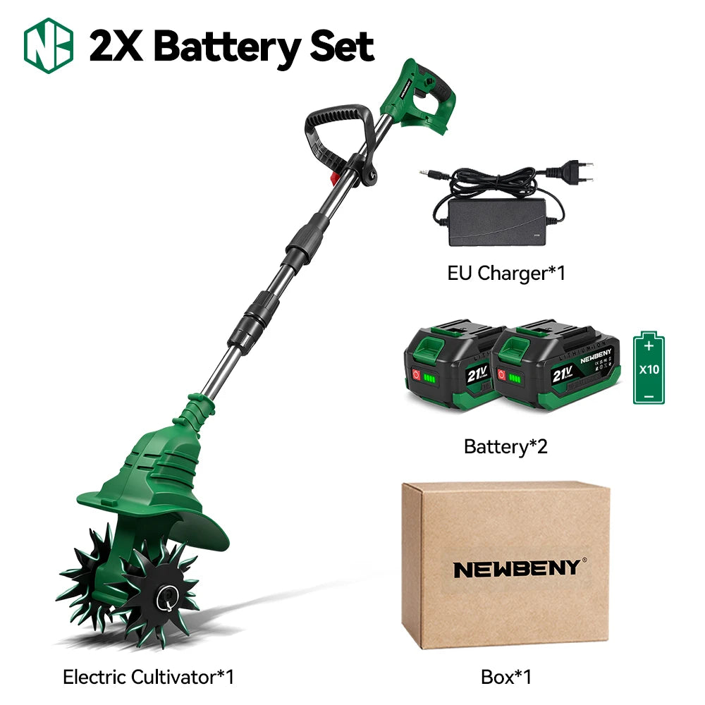 NewBeny Elektrische Gartenfräse Kultivator Vertikutierer Klappbare Bodenhacke Gartenwerkzeug