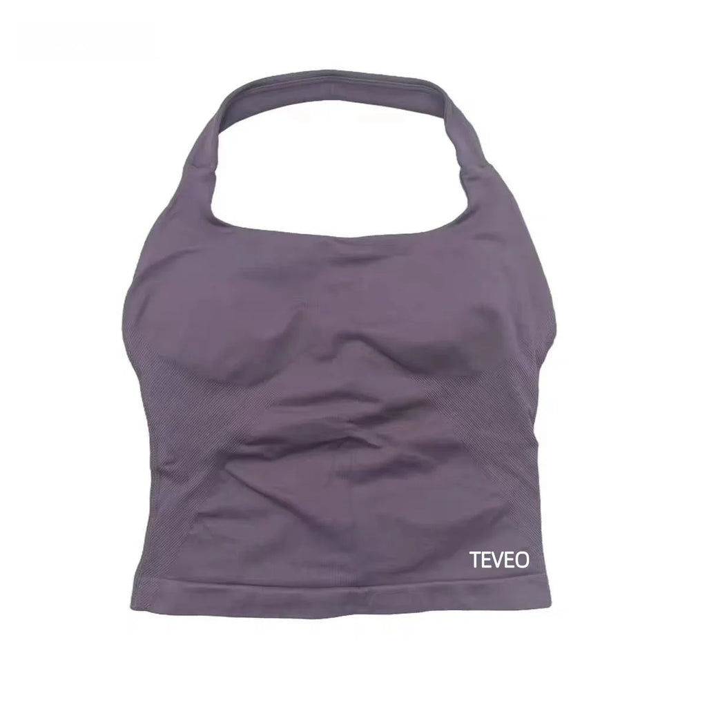 2025 TEVEO Neuer hochfester, elastischer BH, vollständig Neckholder, rückenfrei, Yoga