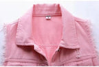 Mode Jeansweste Damen Cropped Frühling Sommer Ärmellose Tops Kurze Jacken Weste Top Oberbekleidung Jeans Cowboy Female