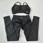 AYBL Yoga Set Nahtloses Yoga-Set 2-teilig Damen Workout Set Scrunch Leggings Rückenfreier Sport-BH Fitness-Top Gym-Hose Kleidung