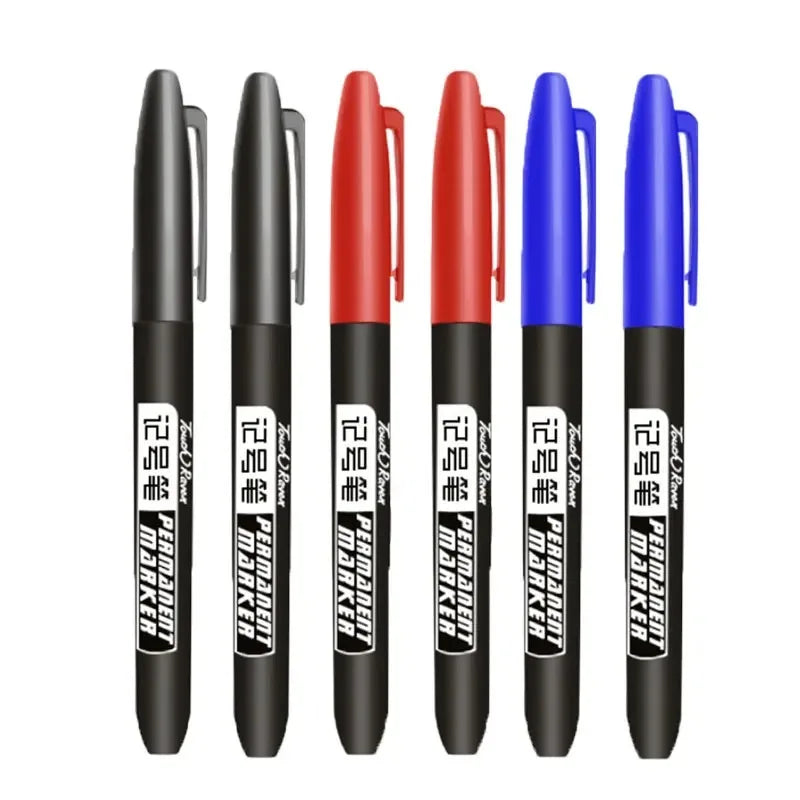 1/6 PCS Permanent Marker Pen Manga Drawing Markers Black Blue Red Waterproof Ink Sketch Pens Stationery Art School Supplies