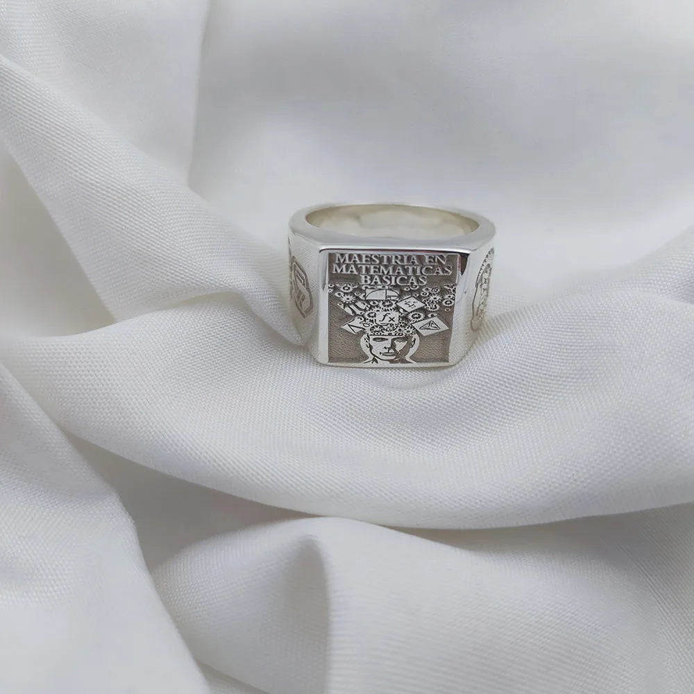 Personalisierter gravierter 17 mm runder Siegelring, gravierte Buchstaben, Logo-Ringe, modischer Kupfer-Schmuck für Herren