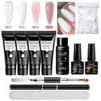 24-teiliges Set 20ml Poly Nail Extension Gel Kit Mini-UV-Lampe Versiegelung mit Basislack Überlack Professionelles Poly-UV-Nagelgel-Kit Starter-Kit