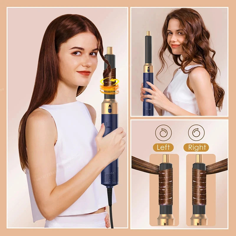 5-in-1-Haartrockner- und Heißluftkammbürste mit Lockenstab und Haarglätter zum schnellen Trocknen, Locken, Glätten und Stylen