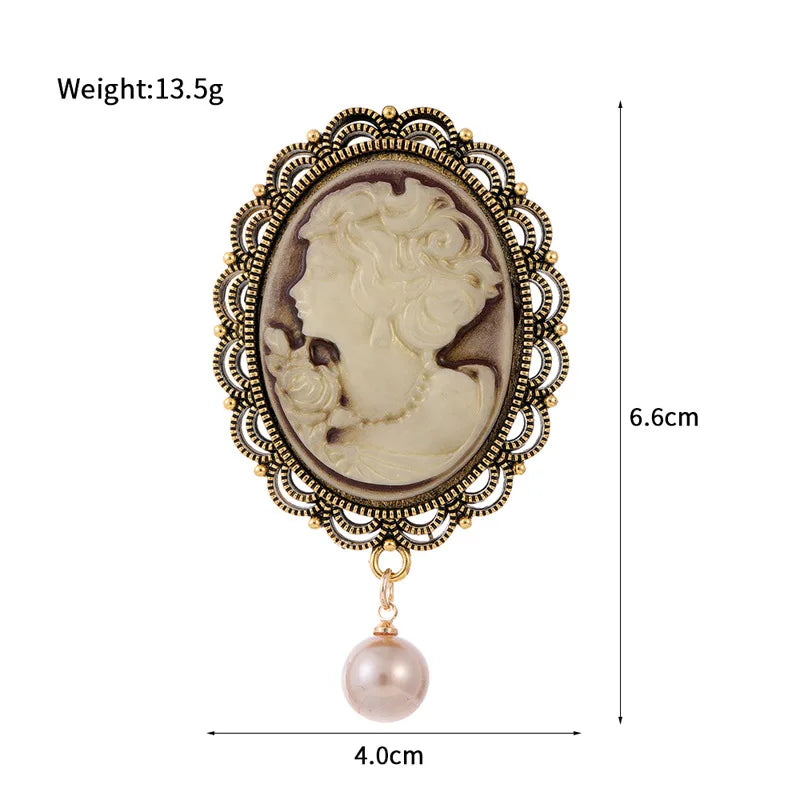 Vintage Victorian Design Queen's Cameo Brooch Pin, Antique Wedding Beauty Jewelry Gift, Elegant Style