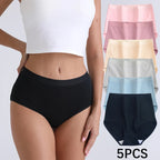 FallSweet 5er-Pack Damen Baumwollslips Nahtlose Plus Size Unterhosen Einfarbige Unterwäsche Weich Atmungsaktive Damenslips