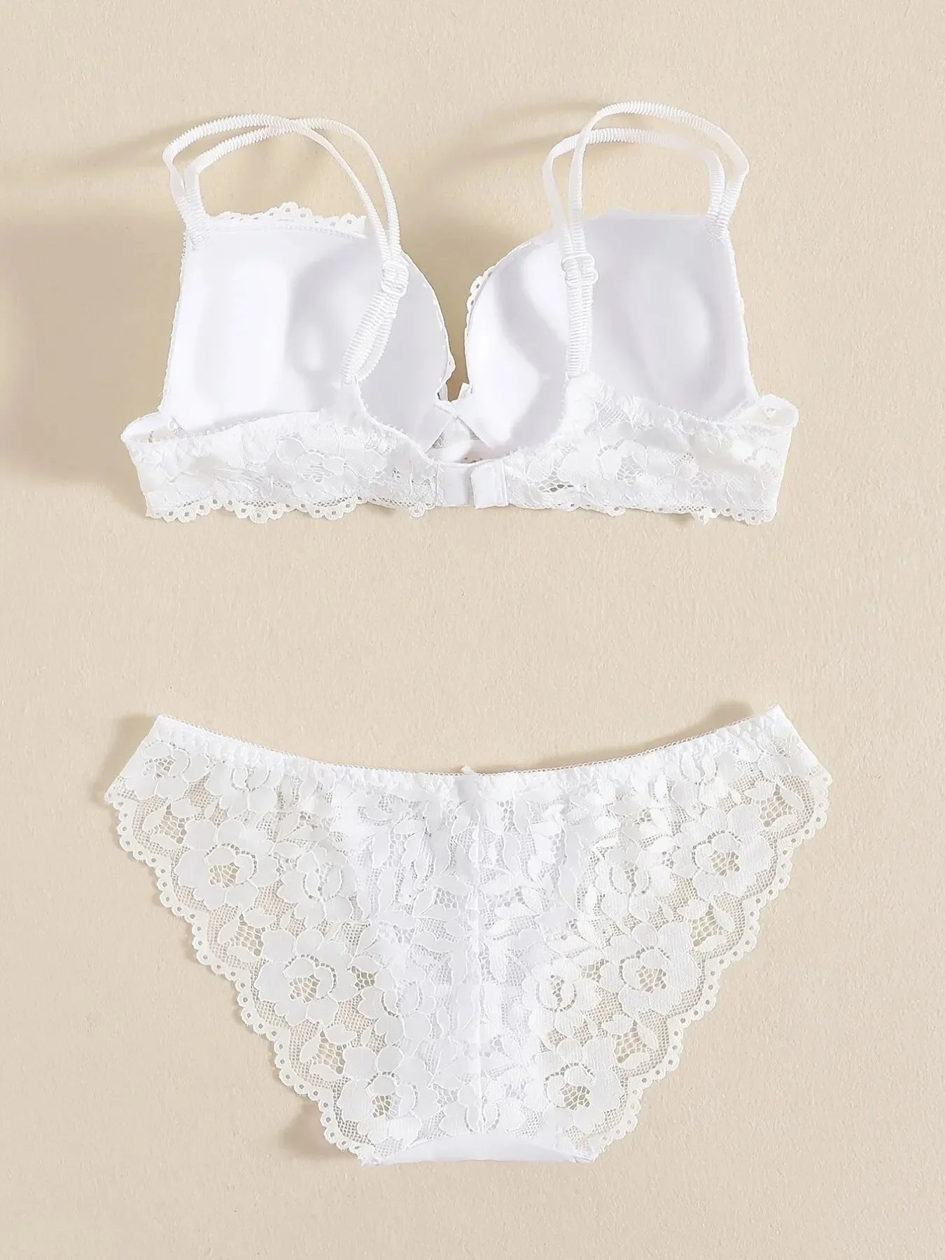 1 Set Elegantes Dessous-Set aus Spitze mit Stickerei und atmungsaktivem Stoff: Push-Up-BH, transparenter Schlüpfer mit tiefem Bund – das ultimative Valentinstagsgeschenk