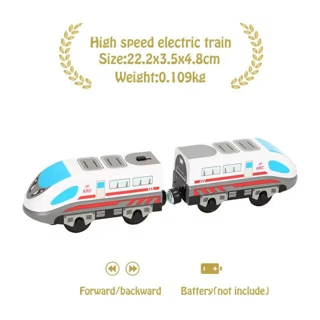Magnetic Train Toys Electric Car Locomotive Diecast Slot Wooden Railway Accessories fit for Brand Wooden Tracks Kids Toys