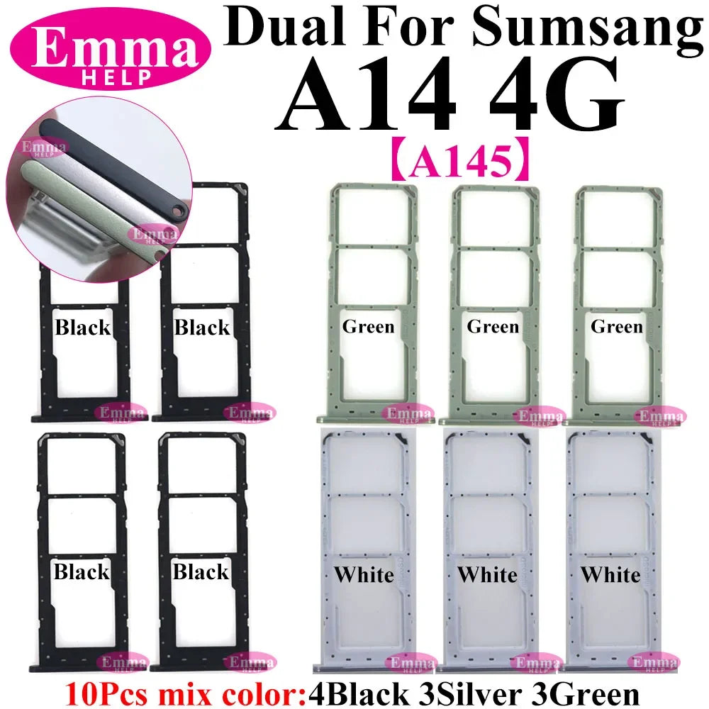 10Pcs Dual-Karten-Telefon-SIM-SD-Kartenfach für Samsung Galaxy A14 A24 A34 A54 A13 A23 A33 A53 A73 SIM-Kartenhalter-Adapter-Schublade