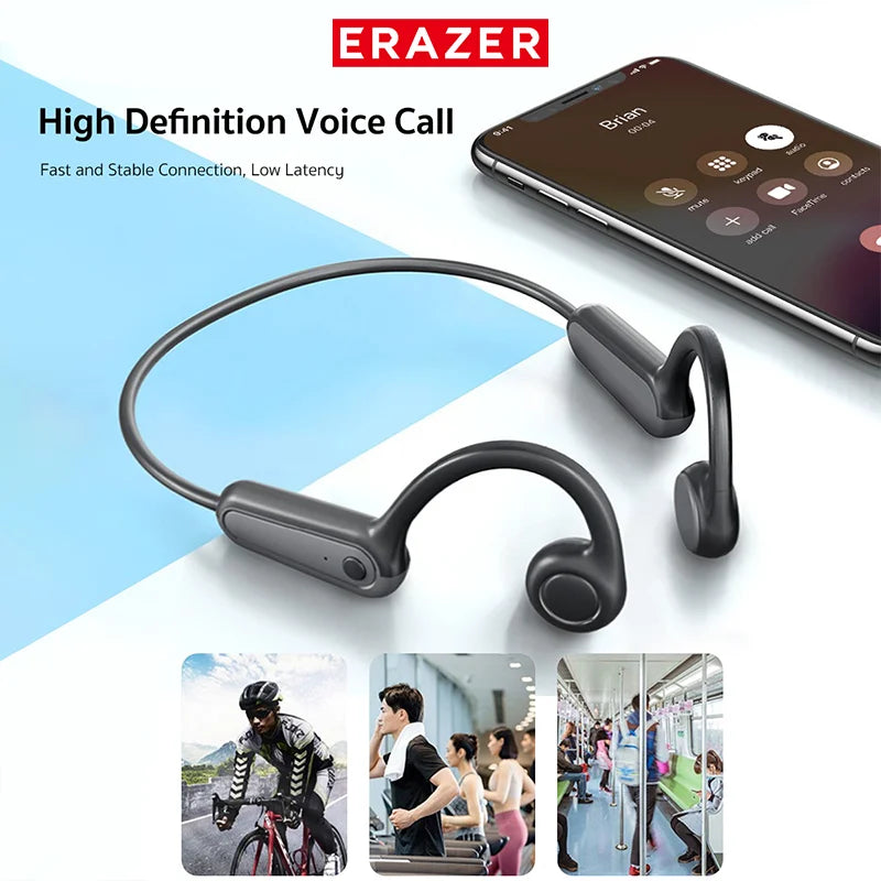 ERAZER XF22 Kopfhörer Bluetooth 5.4 Sport Wireless Kopfhörer Knochenschall-Headsets mit Mikrofon Nackenbügel-Kopfhörer