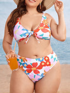 2026 Große Größen Bikinis Bedruckter Bowknot Badeanzug Damen Hohe Taille Bademode Weibliche Badegäste Badebekleidung Schwimmanzug