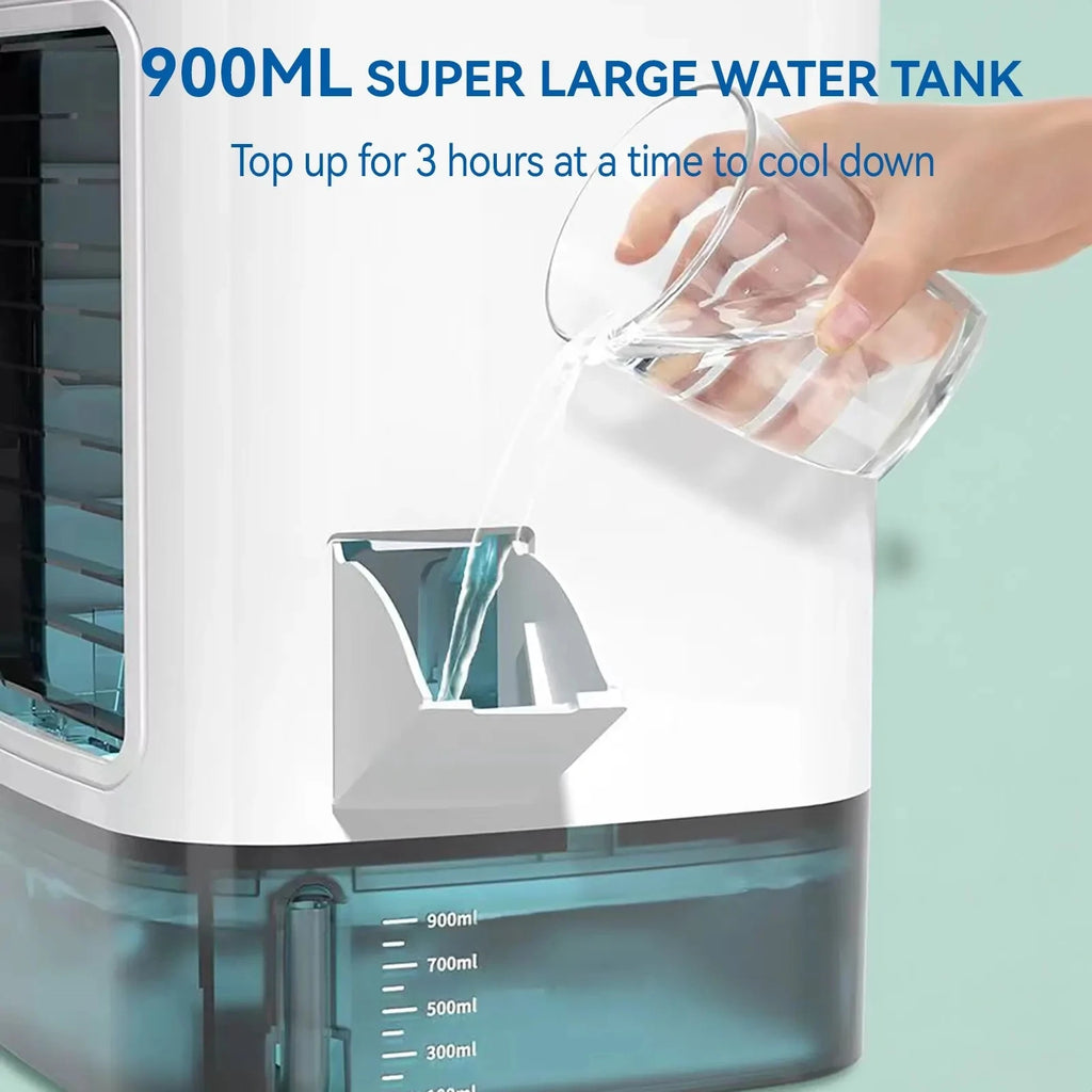 2026  Ultrasonic Mini Air Conditioner 3-Speed Portable Cooler with Colorful Light Humidifier