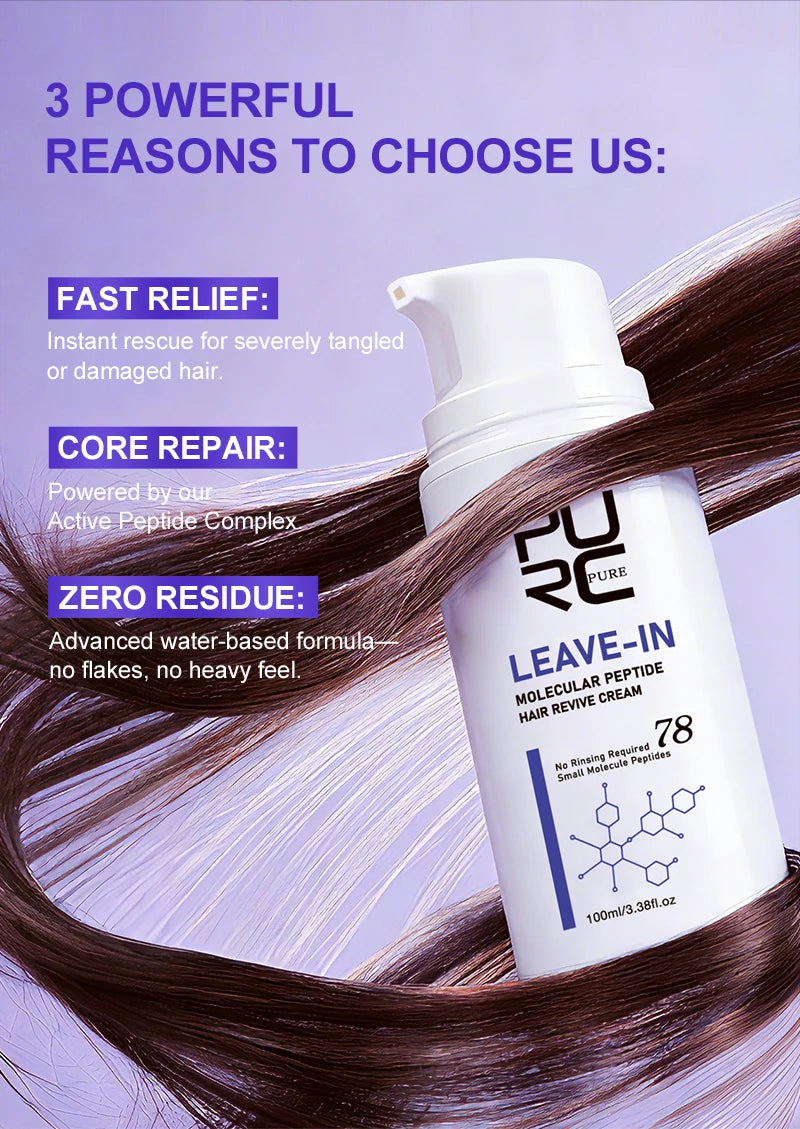 PURC Keratin Haarkur Leave-In Haarmaske Glättung Reparatur Geschädigtes Frizz Glattes Glänzendes Haar Creme Haarpflegeprodukte