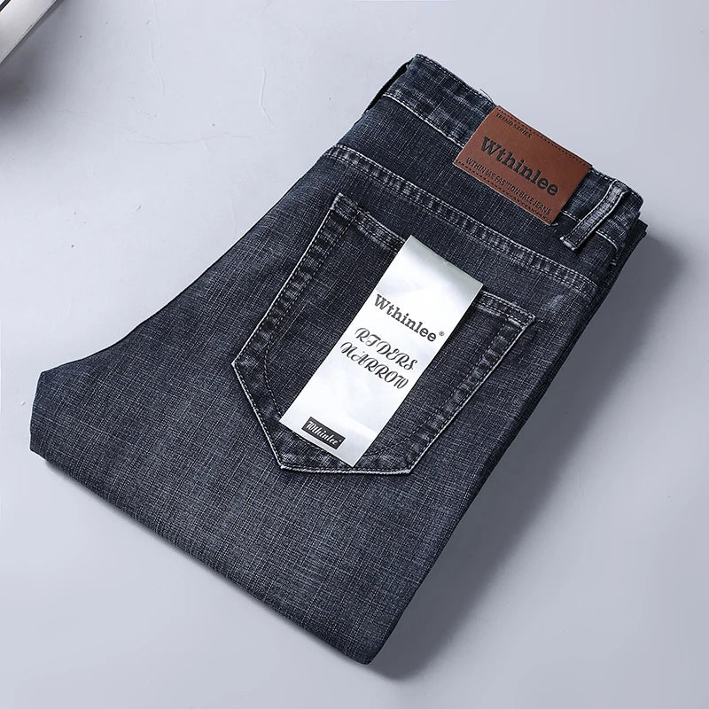 Wthinlee 8 Models Spring Autumn Business Jeans Men Casual Straight Stretch Fashion Classic Work Denim Trousers Brand Clothing