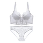Push-Up-Dessous-Set aus Spitze für Damen, transparentes Chemise mit weichem Bügel-BH, Fischgräten-Teddy, sexy Braut-Flitterwochen-Outfit, S-XL
