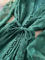 Frühlings-Herbst Französisches High-End Damenkleid Neue Spitze Stickerei V-Ausschnitt Laternenärmel Einreiher Party Geburtstagskleid C192