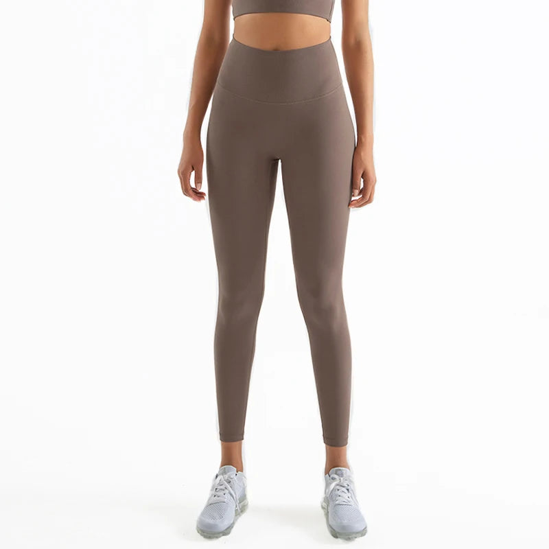 SOISOU Nylon Yogahosen Gym Leggings Damen Mädchen Fitness Weiche Strumpfhosen Hohe Taille Elastisch Atmungsaktiv Keine T-Linie Sporthosen