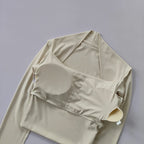 Fitness Brustkissen Sport Top Damen Langarmshirts Pra Speed Up Kurz Elegant Tanz Yoga Kleidung Kleiner Bund Gym