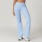 Crossover Flare Yoga Leggings für Damen High Waist V Cross Schlaghose Bauchkontrolle Yogahose Weites Bein Fitness Leggings