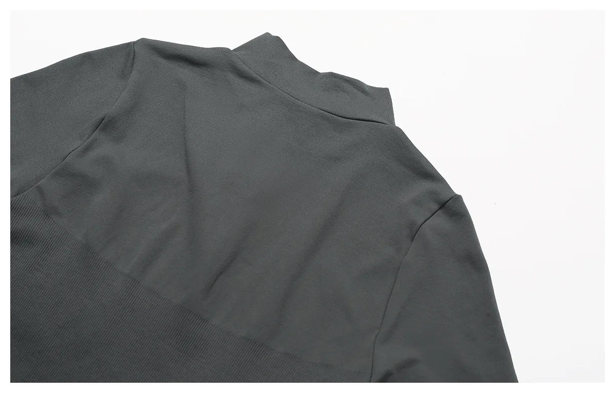 Women's Zipper Crop Sports Jacket Long Sleeve Yoga T-Shirt Solid Quick Dry Fitness Top Gym Running Workout Sportswear