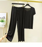 Zweiteiliges Set Damen Oberteil und Hose Sommer 2-teilige Sets Damen Outfits Urlaub 2026 neue Kollektion weite Hose elegant lässig