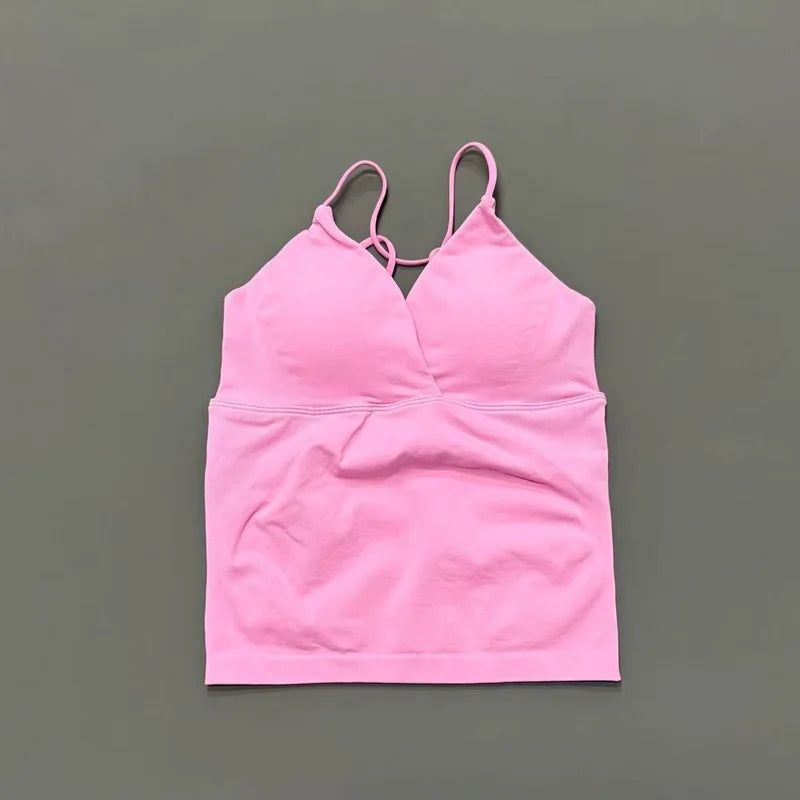 Vision Twist Front Longline Top Damen Gym Tank Yoga Oberteile Schnelltrocknend Dünne Träger Hochelastisches Lauf-Tanktop Push-up Fitness-Weste
