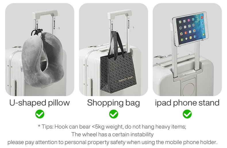 Mixi NEUER Aluminiumrahmen-Koffer Handgepäck Rollkoffer mit USB-Anschluss, Getränke- und Handyhalter für die Kabine, 20 24 Zoll