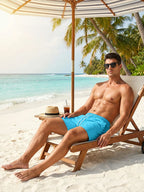 Herren-Badehose mit Kompressionsfutter, Handytasche, schnell trocknend, Badeshorts, Strandshorts, Bademode